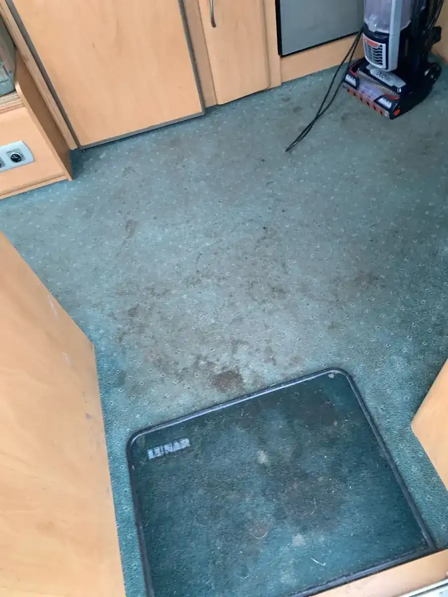 Static caravan carpet before cleaning in North Lincolnshire by W.M Carpet Cleaning Services